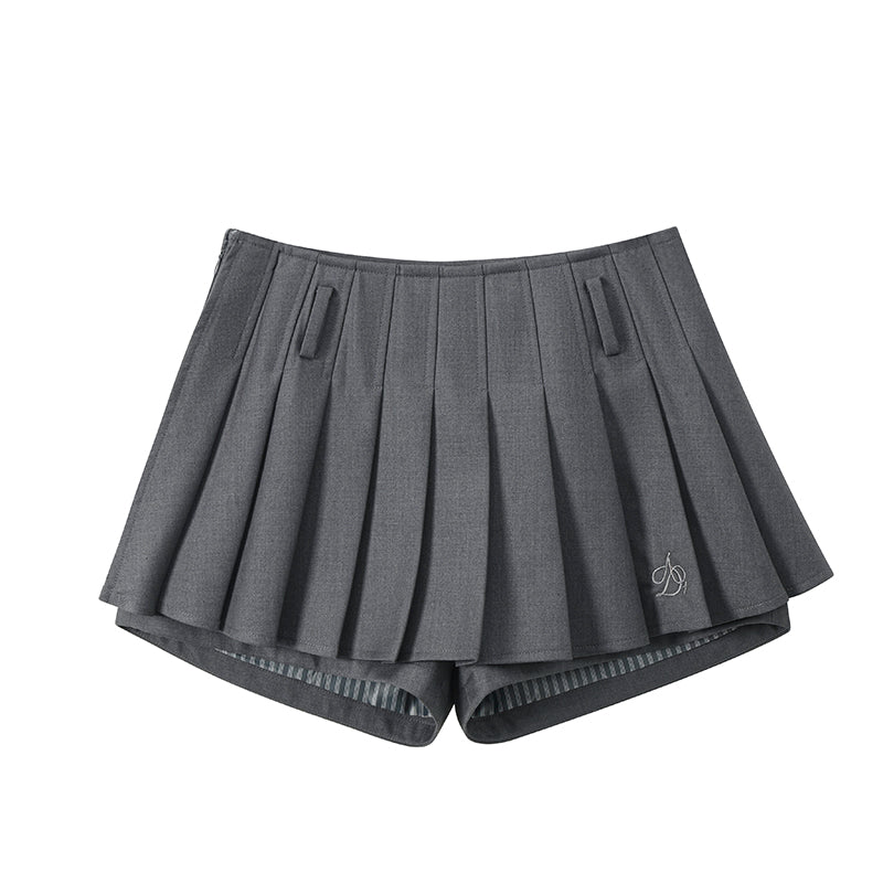 Pleated Skort Collection: Versatile Tennis-style Shorts With Flared Overlay in Ivory, Charcoal, and Black