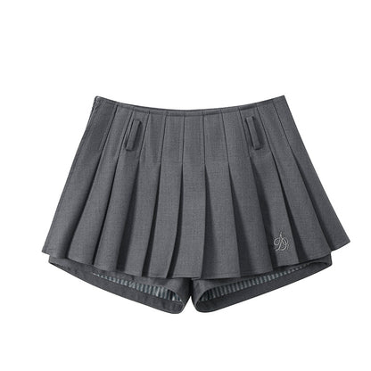 Pleated Skort Collection: Versatile Tennis-style Shorts With Flared Overlay in Ivory, Charcoal, and Black