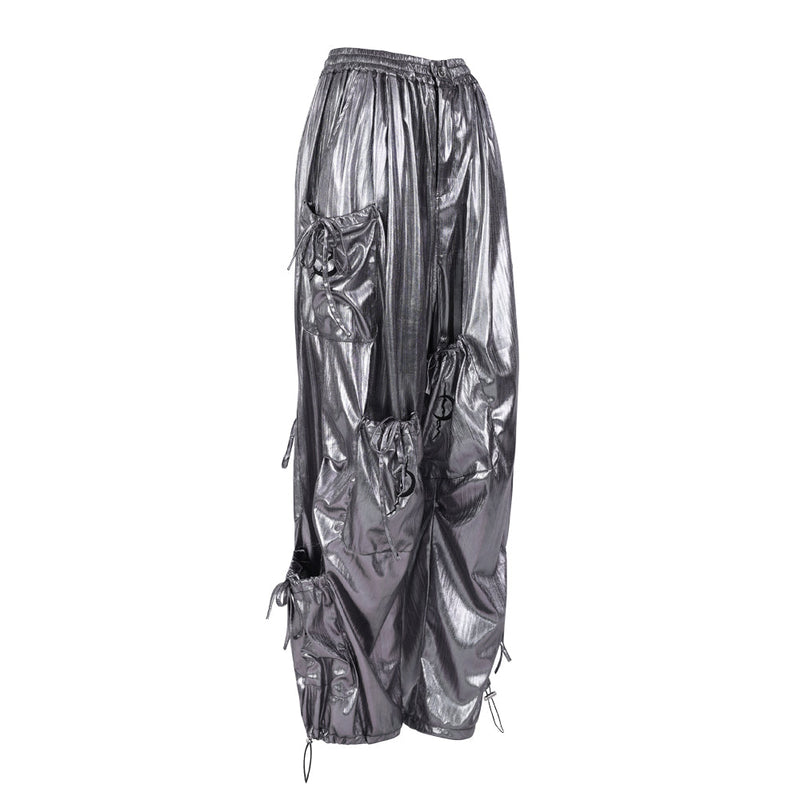 Pinkspink Shiny Parachute Cargo Pants - Hot Pink