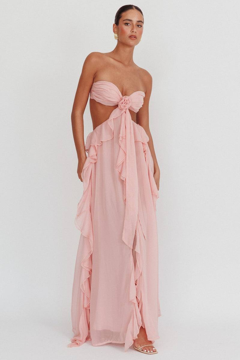 Sally Cut-out Ruffle Maxi Dress Blush