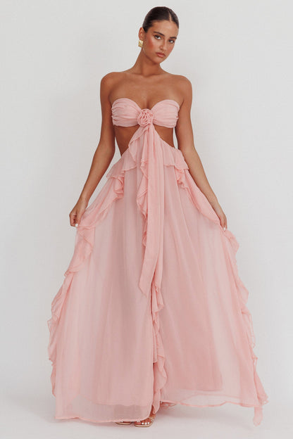 Sally Cut-out Ruffle Maxi Dress Blush