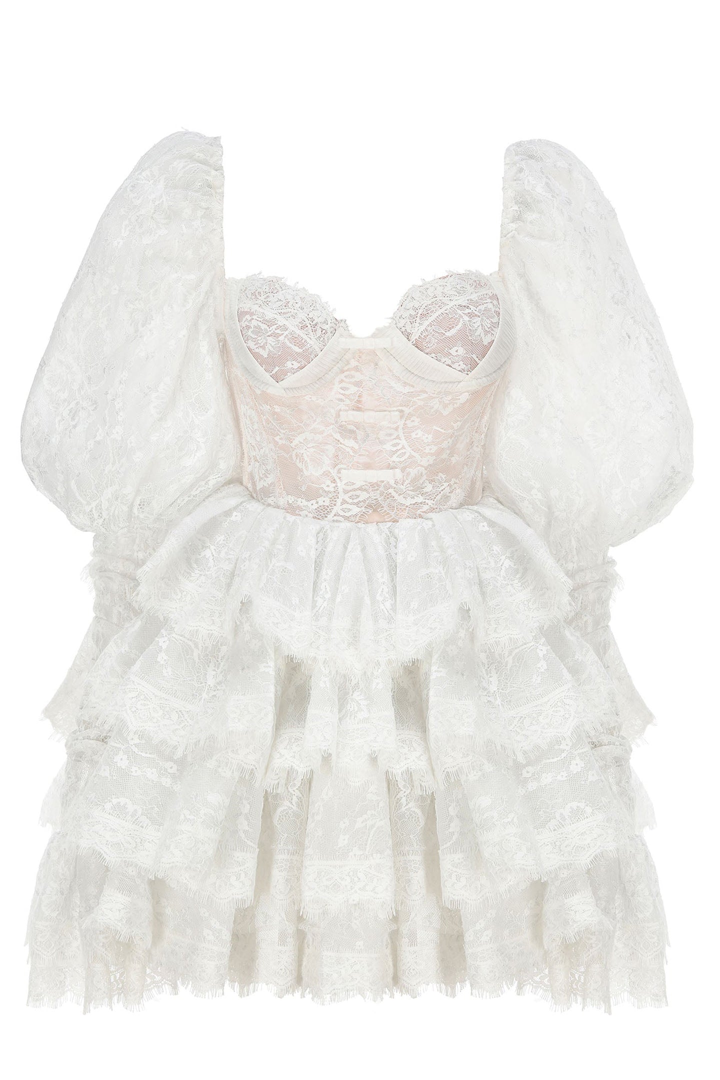 Bonnie Embroidered Lace Puff Sleeve Mini Dress