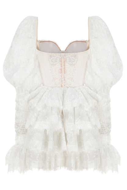 Bonnie Embroidered Lace Puff Sleeve Mini Dress