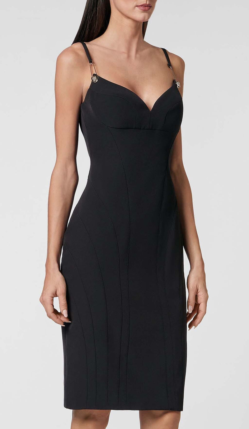 Strappy Bandage Midi Dress in Black