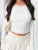 Pleated Long Sleeve T-shirt Top Female Slim Cropped Patchwork High Waist Pullover ’s Summer Tee