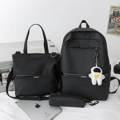 3 Pcs Set Harajuku Laptop Backpack Coating School Bags for Teenage Girl Kawaii College Student Kids Book Bag Rucksack