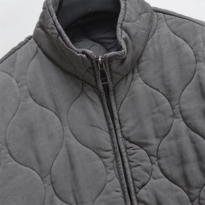 Winter New ’s Clothing Style Commuting Leisure Warm Stand Collar Loose Pocket Diamond Grid Cotton Coat