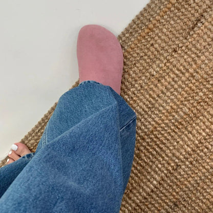 Low Slippers Soft Flock Cover Toe Loafers Female Shoes Slides Platform Comfort Fabric Hoof Heels Rubber Pu Rome Shoes Ladie