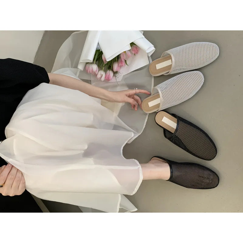 Female Shoes Rubber Slippers Fretwork Heels Slides Low Summer Clogs Woman Flat Soft Beach Fabric Rome Hoof Cotton Rubber Sl