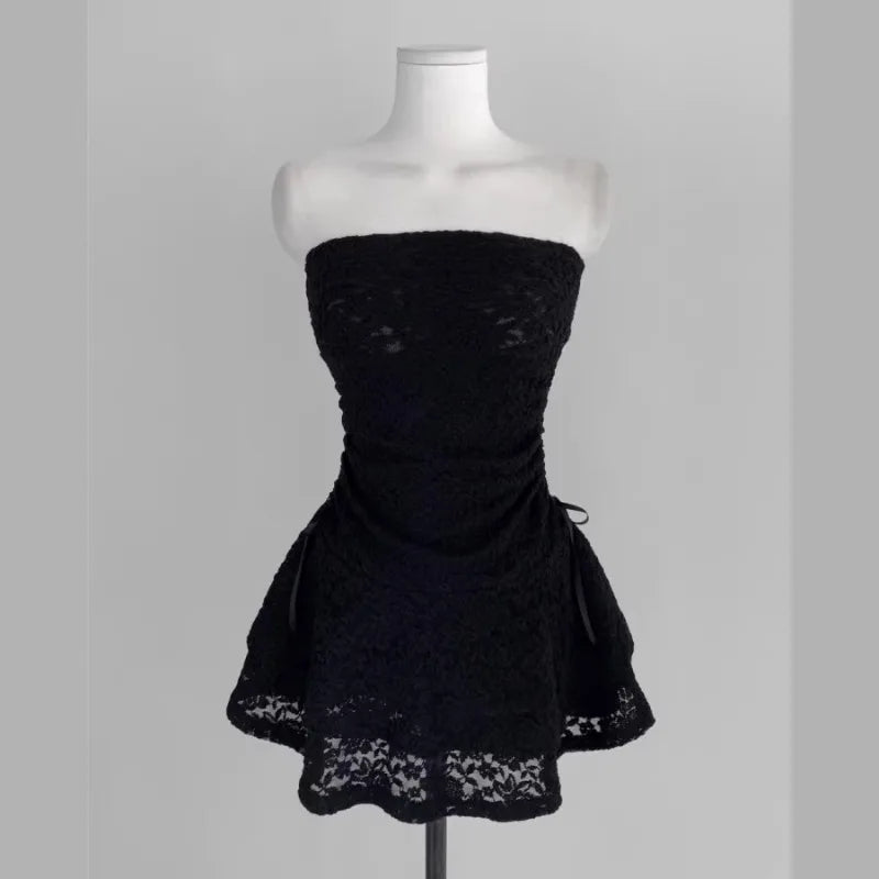 Y2k Clothes Lace Dresses Spring Summer Mini Dress Korean Off Shoulder Vestidos