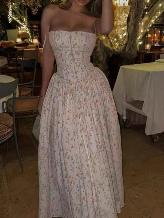 Print Vacation Slim Dress Sleeveless Backless Maxi Dresses Evening Party Graduation Robe