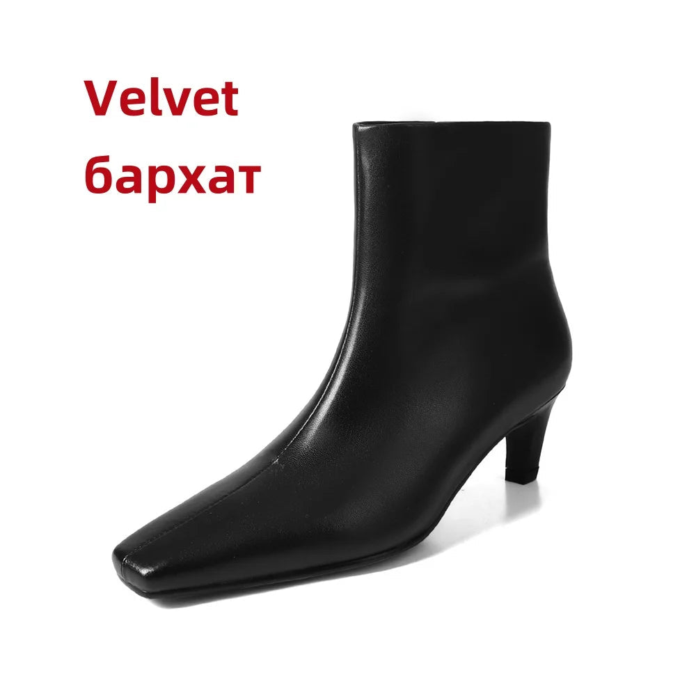 Ins Knee High Boots for Genuine Leather High Heels Winter Shoes Office Lady Long Booties