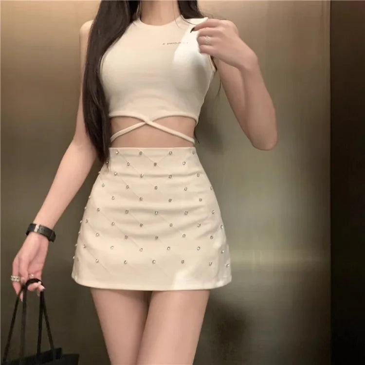 Diamond Allmatch Black Faldas Mujer Summer High Waist Aline Skirt for Y2k Slim Fit Bodycon Skirts