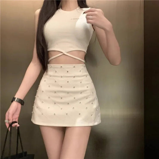 Diamond Allmatch Black Faldas Mujer Summer High Waist Aline Skirt for Y2k Slim Fit Bodycon Skirts
