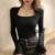 Basic Sweater Square Collar Knitted Pullovers Korean Long Sleeve Knitwear Simple All Match Jumpers New