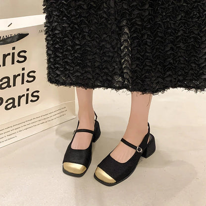 Summer Buckle Square Heel Platform Mary Jane Shoes Designer Soft Soled High Heel Sandals Shoes