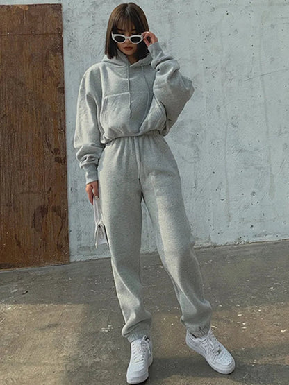 New Hoodies Suit Winter Spring Tracksuit Two Pieces Set Sports Pullover Sweatpants Sweatshirt Mujer