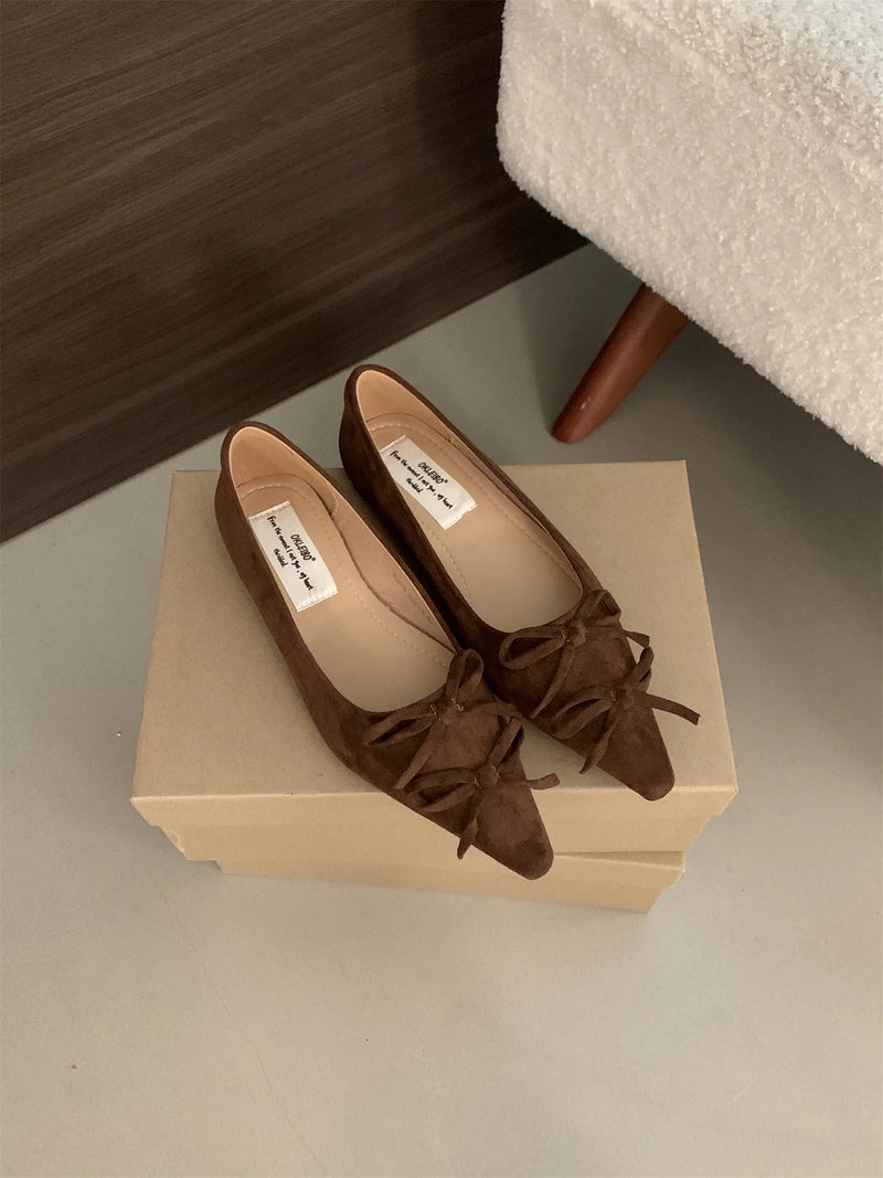 Shoes Autumn Bowknot Female Sneakers Allmatch Flats Shallow Mouth Pointed Toe Fall Boat Butterfly Comfortable Ret