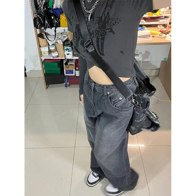 Y2k Gyaru Jeans Woman Hippie Baggy Denim Pants Korean Harajuku Oversized Trousers Aesthetic