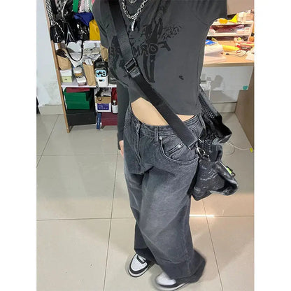 Y2k Gyaru Jeans Woman Hippie Baggy Denim Pants Korean Harajuku Oversized Trousers Aesthetic