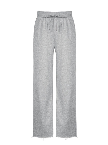 Pockets Drawstring High Waist Loose Sweatpants for Gray Basic Simple Straight Leg Pants Jogging Trousers