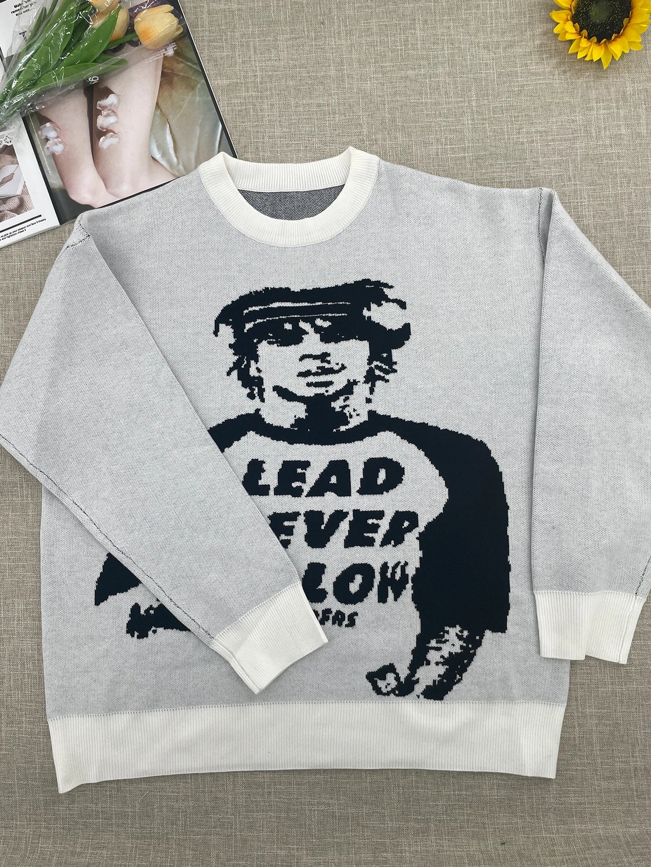 Temperament Commuter Style Pullover Sweater for ’s Autumn and Winter New Loose All-match Crew-neck Knitwear