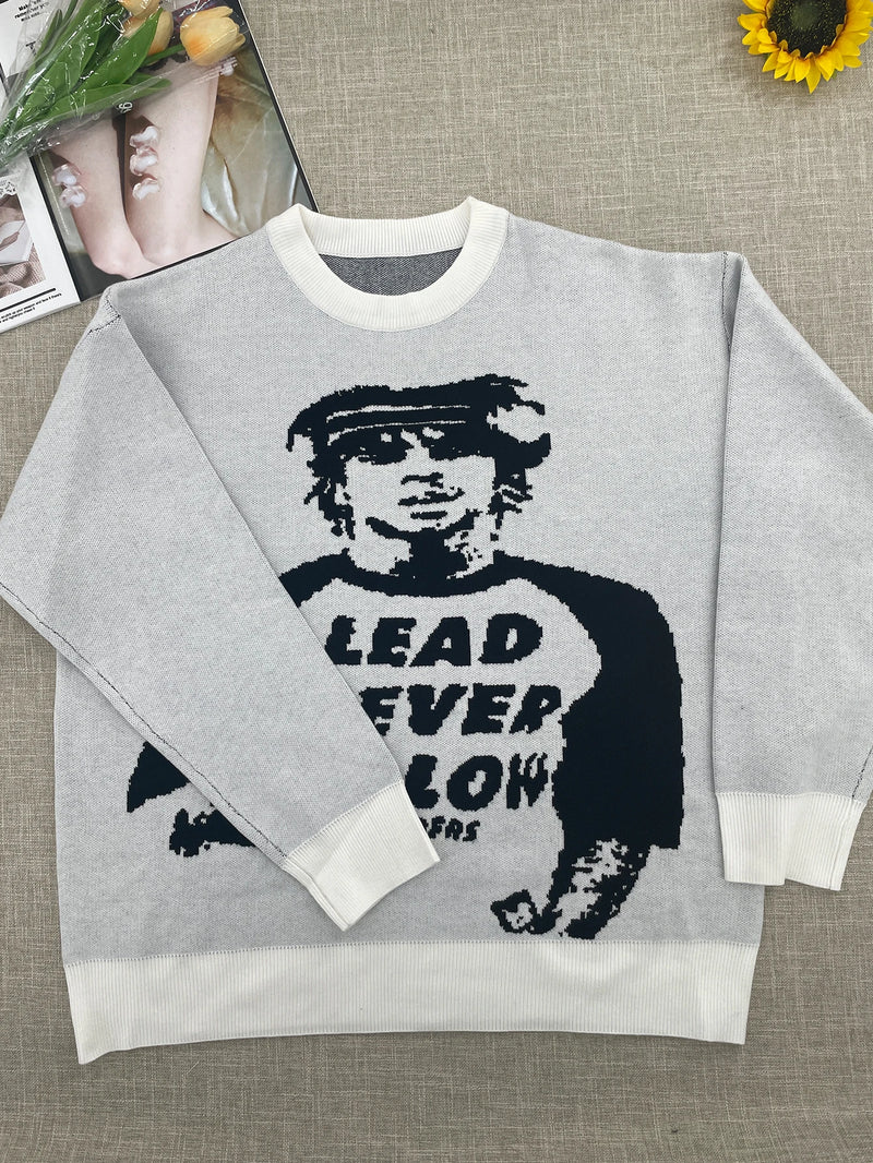 Temperament Commuter Style Pullover Sweater for ’s Autumn and Winter New Loose All-match Crew-neck Knitwear