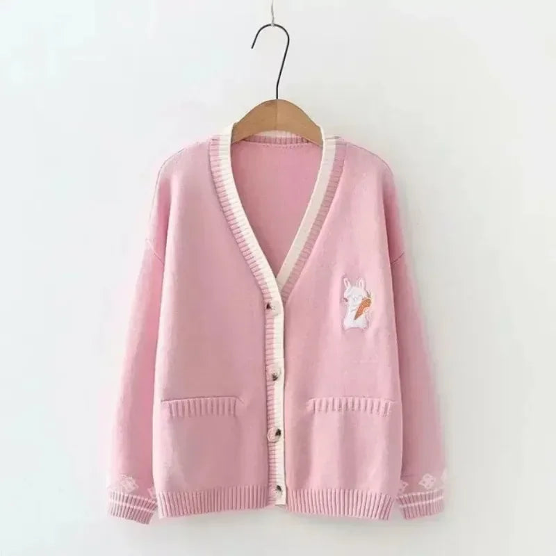 Jk Uniform Cardigans Coats Students Preppy Long Sleeve Knitted Loose All-match Japanese V-neck Causal Daily Female
