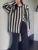 Striped Knitwear 2 Piece-set for Contrast Long Sleeve Split Straight Trousers Outfits ’s Pants Sets