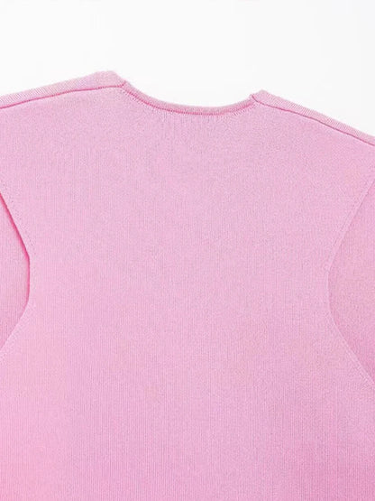 Knit Short Vest for V Neck Single Breasted Sleeveless Waistcoat Pink Top Female New Lady Classic