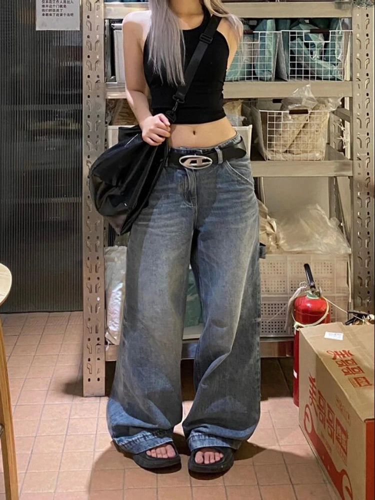 Woman Oversize Jeans Baggy Denim Low Waist Pants Wide Leg Core Baddie Style New Trend Aesthetics Japanese Ins