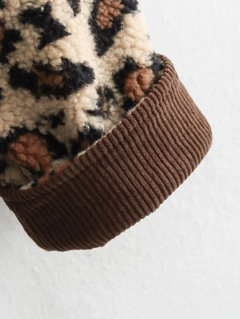 Jacket Winter Commuter Leopard-print Lamb Wool Jacket for Outwears