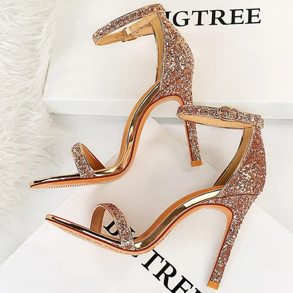 Shoes High Heels Pumps Sparkle Sequins Stiletto Heels 10 Cm Party Shoes Heels Summer Sandals New