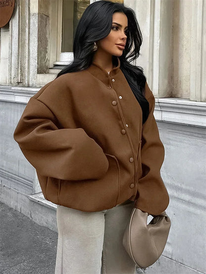Winter Pocket Outwear Female Patchwork Loose Lapel Long Sleeve ’s Coat