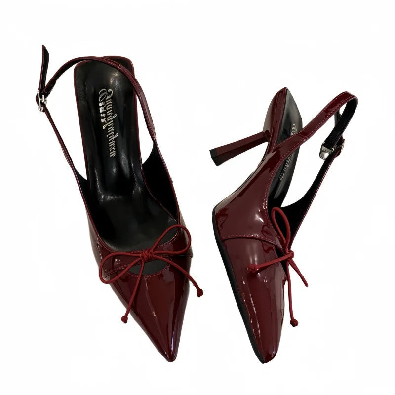 Summer of Shoes Beige Heeled Sandals New Black Spring Pointed Comfort Bow High Clear Low Fabric P