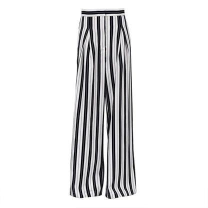 High Waist Zebra Printed Pants Loose Patchwork Wide Leg Trousers Contrast Pocket Flared Trousers