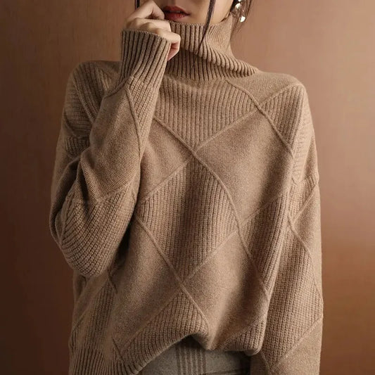 Autumn and Winter New ’s Pullover Sweater Thickened Warmth Knitted Wool Sweater High Collar Df4845