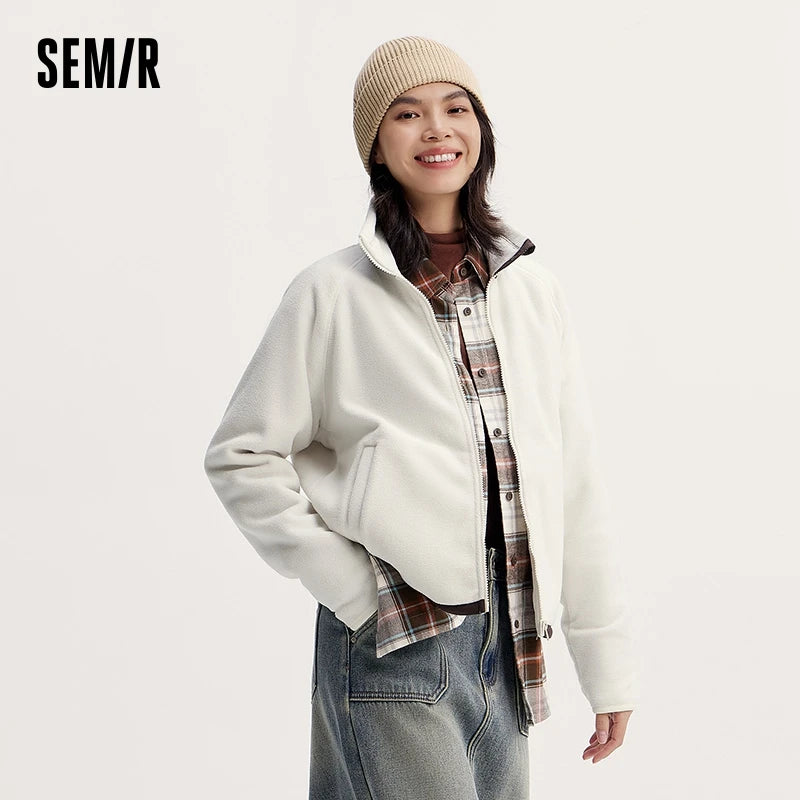 Coat Antistatic Polar Fleece Loose New Winter Stand-up Collar Raglan Sleeve Jacket