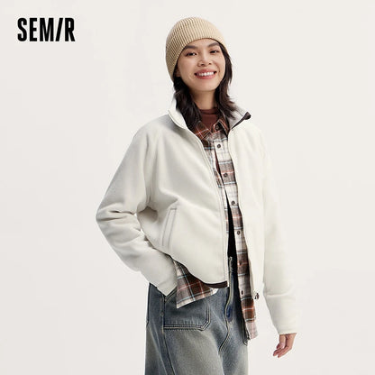 Coat Antistatic Polar Fleece Loose New Winter Stand-up Collar Raglan Sleeve Jacket