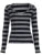 Black Dark Gray Stripe Hooded T-shirt V Neck Slim Long Sleeve Basic Spring Autumn Ribbed Top Preppy Tee