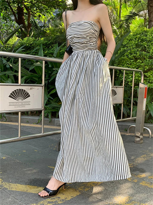 Stripes Long Dress Slim Party Lady New Office Wear Stylish Daily Prom Vestidos