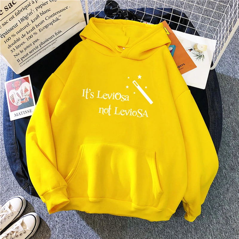 Hipster Sweatshirts It’s Leviosa Magic Hoodie Funny Sportswear Loose Oversize Clothing Soft Tops Female