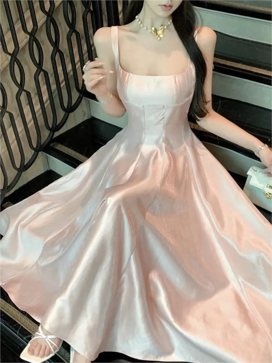 Summer Midi Dress Sleeveless Aline Party Birthday Clothes Female Prom Vestidos New