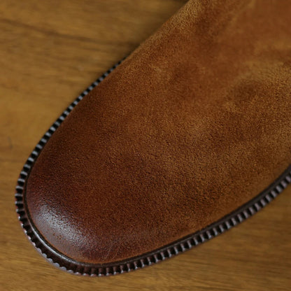 Autumn New Natural Suede Leather Gradient Color Side Zip Autumn Midcalf Boots 5cm Thick Med Heel Pleated Half Boot