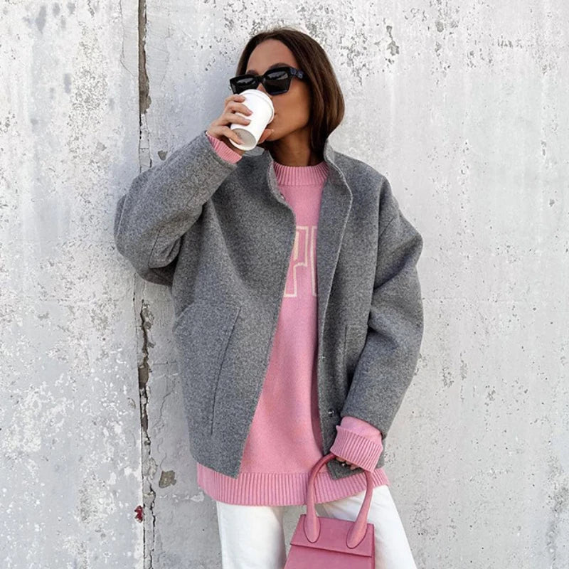 Woolen Jackets Coat for Stand Collar Single Breasted Jackets Winter Coat Warm Clohing