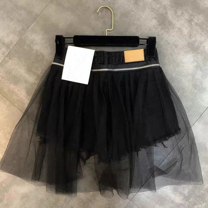 Ripped Denim Shorts Y2k Mesh Patchwork Wide Leg Shorts Jeans Korean High Waist Design Short Hot Pants