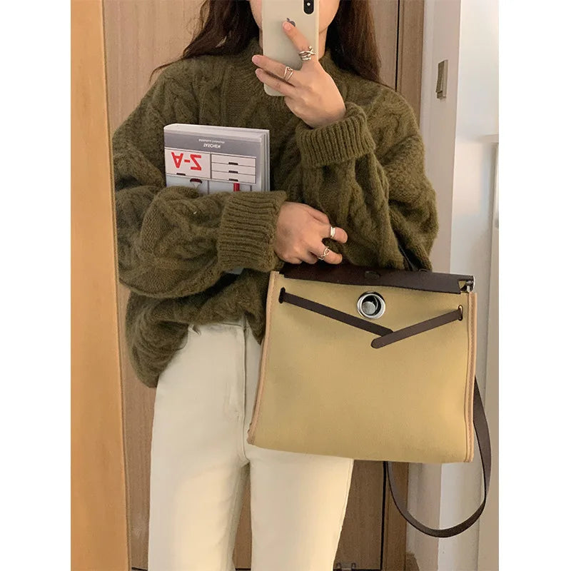 Thick Twisted Sweater Autumn Long Sleeve O-neck Female Knitted Pullover Loose Lady Kintwear Tops