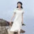 Dress Navy Collar With a Collegiate and Artistic Style Summer New White Moonlight Waist-cinched Long Dress