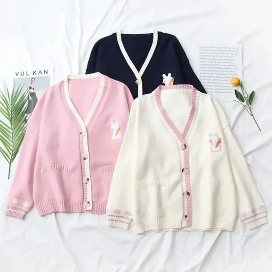 Jk Uniform Cardigans Coats Students Preppy Long Sleeve Knitted Loose All-match Japanese V-neck Causal Daily Female