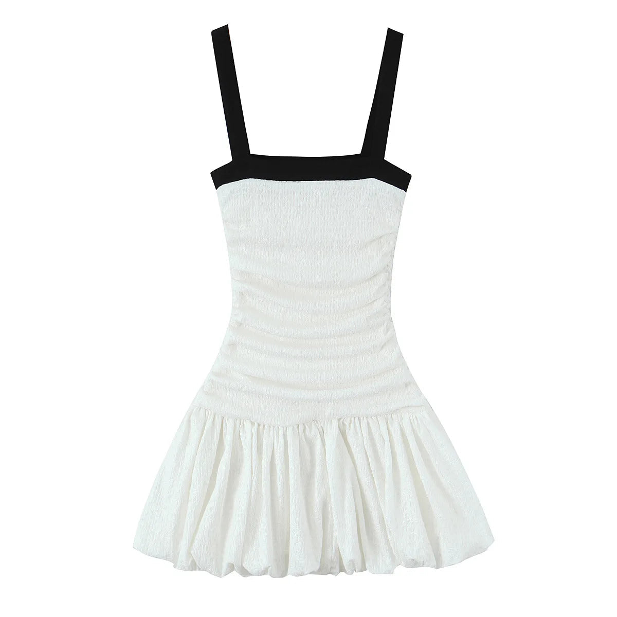 Female Summer Slim Mini Dresses White Square Collar Sleeveless Backless Plaeted Zipper New Dress
